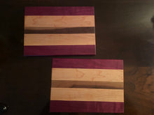 Load image into Gallery viewer, Purple Heart, Walnut, &amp; Maple Fruit &amp; Veg Cutting Board
