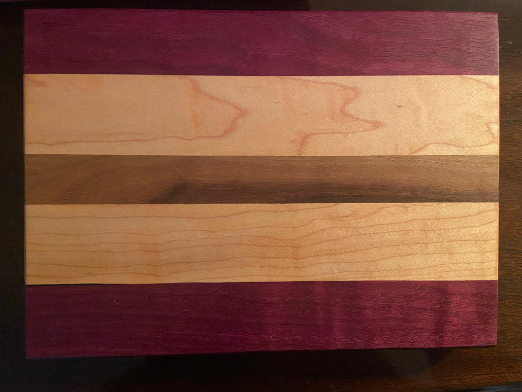 Purple Heart, Walnut, & Maple Fruit & Veg Cutting Board